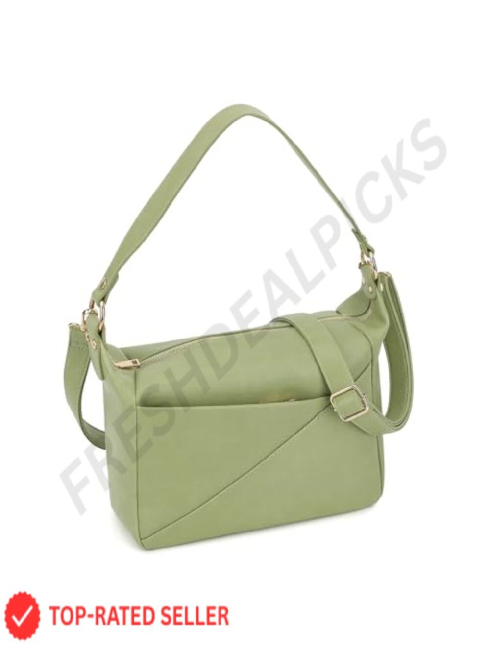 Women's Crossbody Hobo Bag Vegan Leather Adjustable Strap 7 Pockets